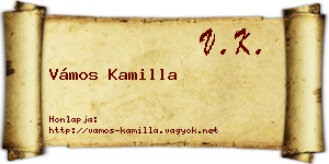 Vámos Kamilla névjegykártya